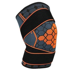 Double Strap Compression Knee Pads For Basketball Cycling (Option: Orange with straps-L)