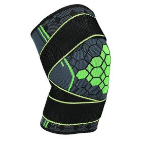Double Strap Compression Knee Pads For Basketball Cycling (Option: Green with straps-L)