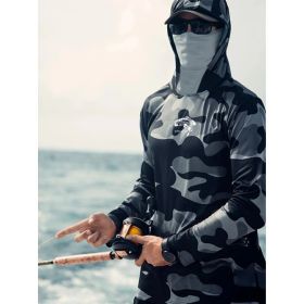 Fishing Hoodie Face Mask Neck Cover Sailing Shirt Summer Men Long Sleeve Sun Protection Hunting Jersey Camisa De Pesca Performance Fish Gear Beac (Option: XXL)
