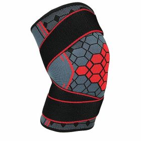 Double Strap Compression Knee Pads For Basketball Cycling (Option: Red with straps-L)